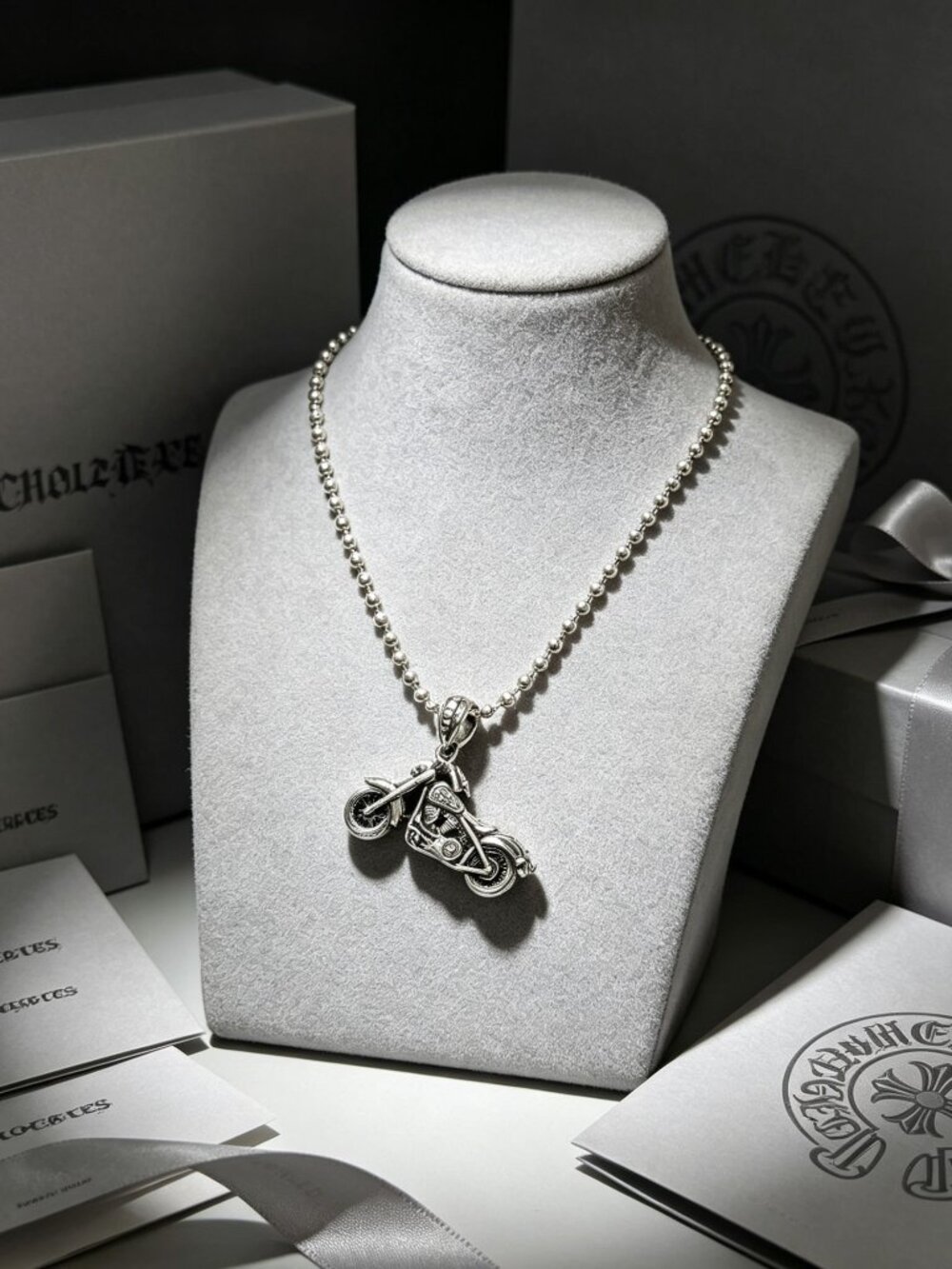 Chrome Hearts Motorcycle Pendant Necklace - Picture 1 of 5